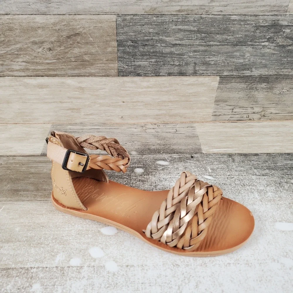 Blowfish Malibu Delite Kids Sandal Sz 3 Dune Lotus Rose Gold Die Cut Ankle Strap